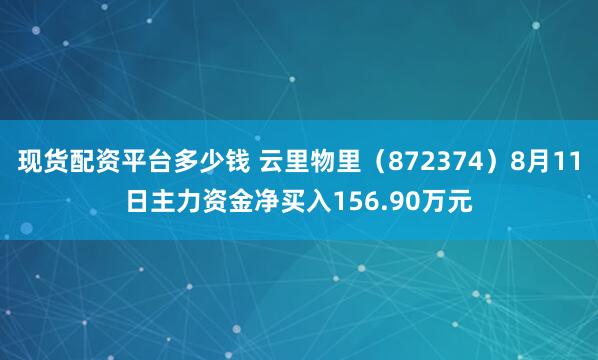 现货配资平台多少钱 云里物里（872374）8月11日主力资金净买入156.90万元