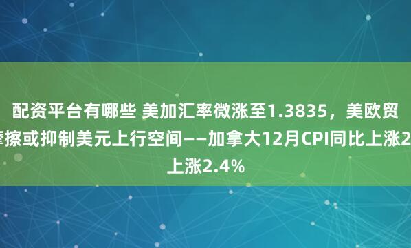 配资平台有哪些 美加汇率微涨至1.3835，美欧贸易摩擦或抑制美元上行空间——加拿大12月CPI同比上涨2.4%