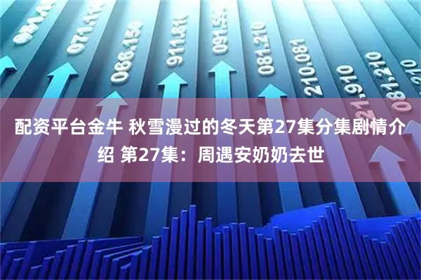 配资平台金牛 秋雪漫过的冬天第27集分集剧情介绍 第27集:周遇安奶奶去世